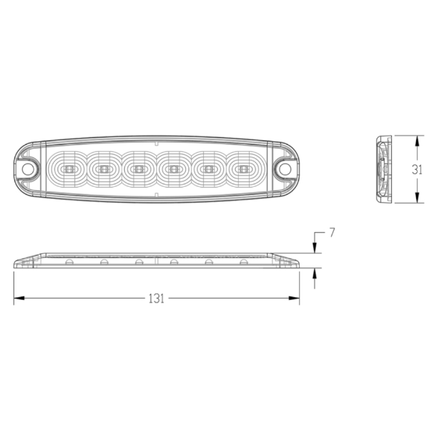 12-24V R65 Low Profile 6 LED Warning Light