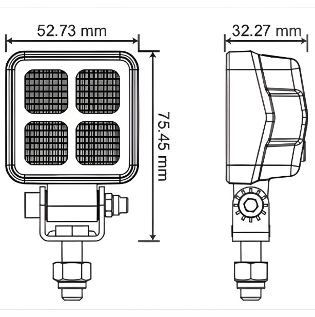 1200 Lumens Square IP69K R23 Reversing Work Light