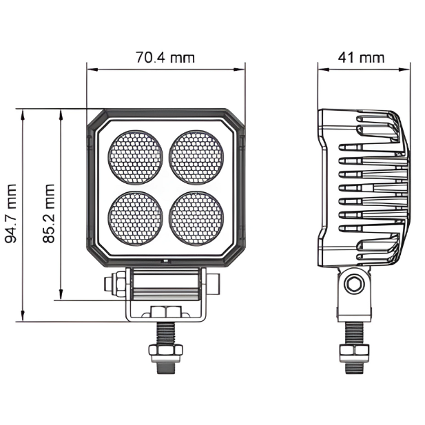 2750 Lumens Square IP69K R23 Reversing Work Light