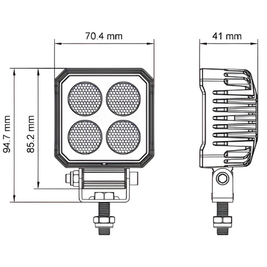 2750 Lumens Square IP69K R23 Reversing Work Light